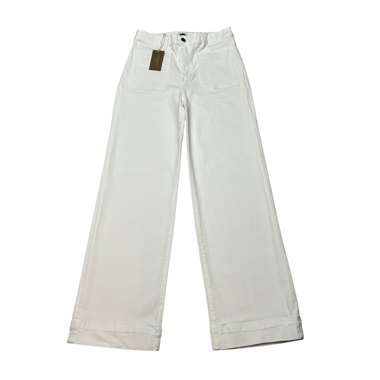Ann Mashburn Coco Patch Pocket Jean Women's 26 White Stretch Denim